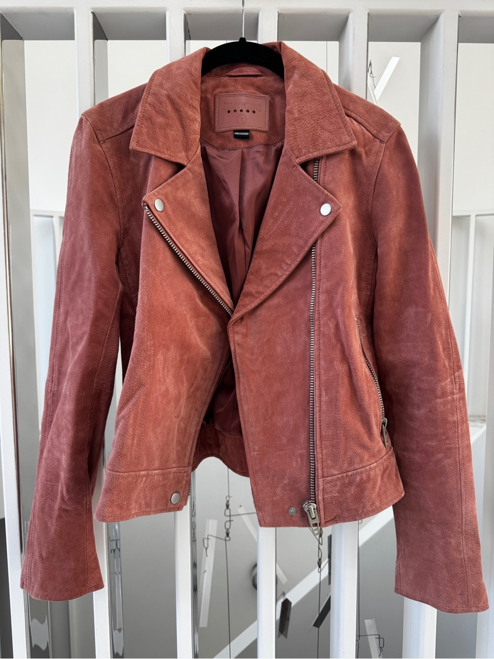 Suede Moto Jacket - Dusty Rose